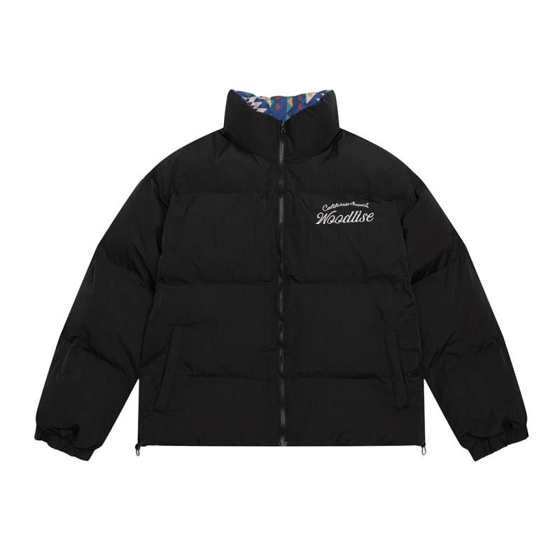 Mens Reversible Oversized Cotton Puffer Jacket Vintage Streetwear Casual Winter Coat