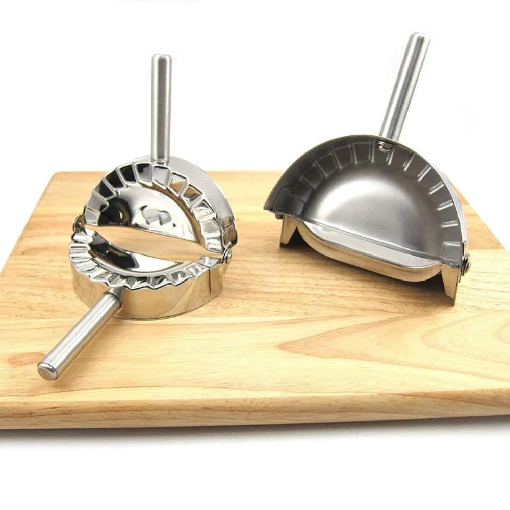 Durale with Handle Stainless Steel Dumpling Maker Manual Hand Press Dumpling Mold Silver Jiaozi Maker Ravioli