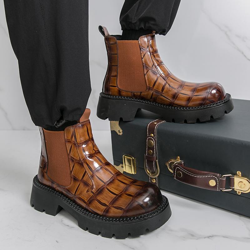 Fashion Winter Men Business Chelsea Boots Black-brown Thick-soled Anti-slip Comfortable Fashionable Work Boot Outdoor Training Boots Men