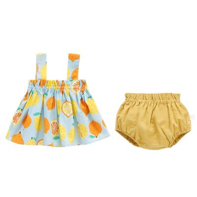 Bebê Verão Saia Bolsa Calças Envoltas Em Peido Terno Bebê Floral Suspensório Saia Shorts Conjuntos De Duas Peças