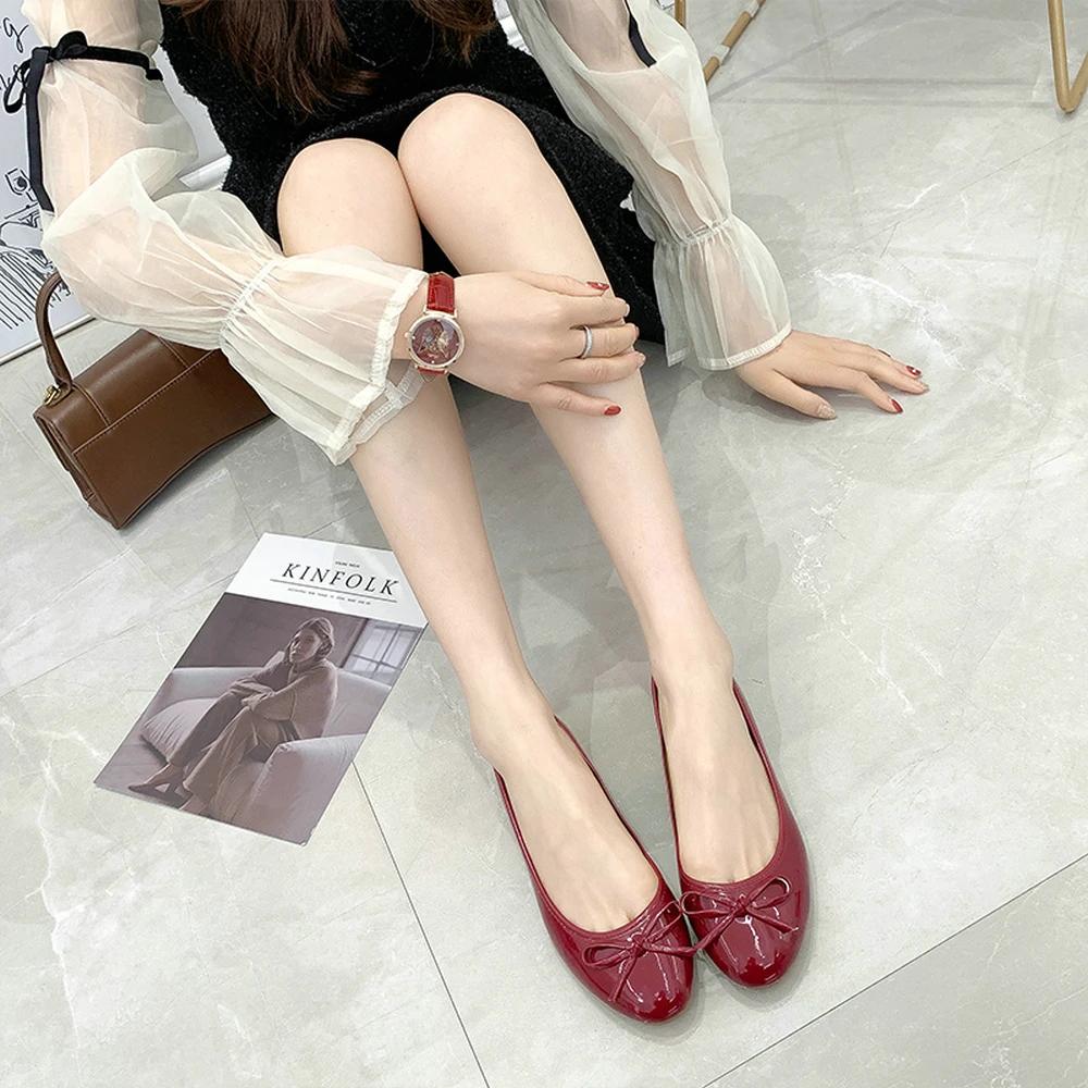Women's Bow Flat Shoes, Round Head Soft Sole Non-slip Commuter Casual Shoes