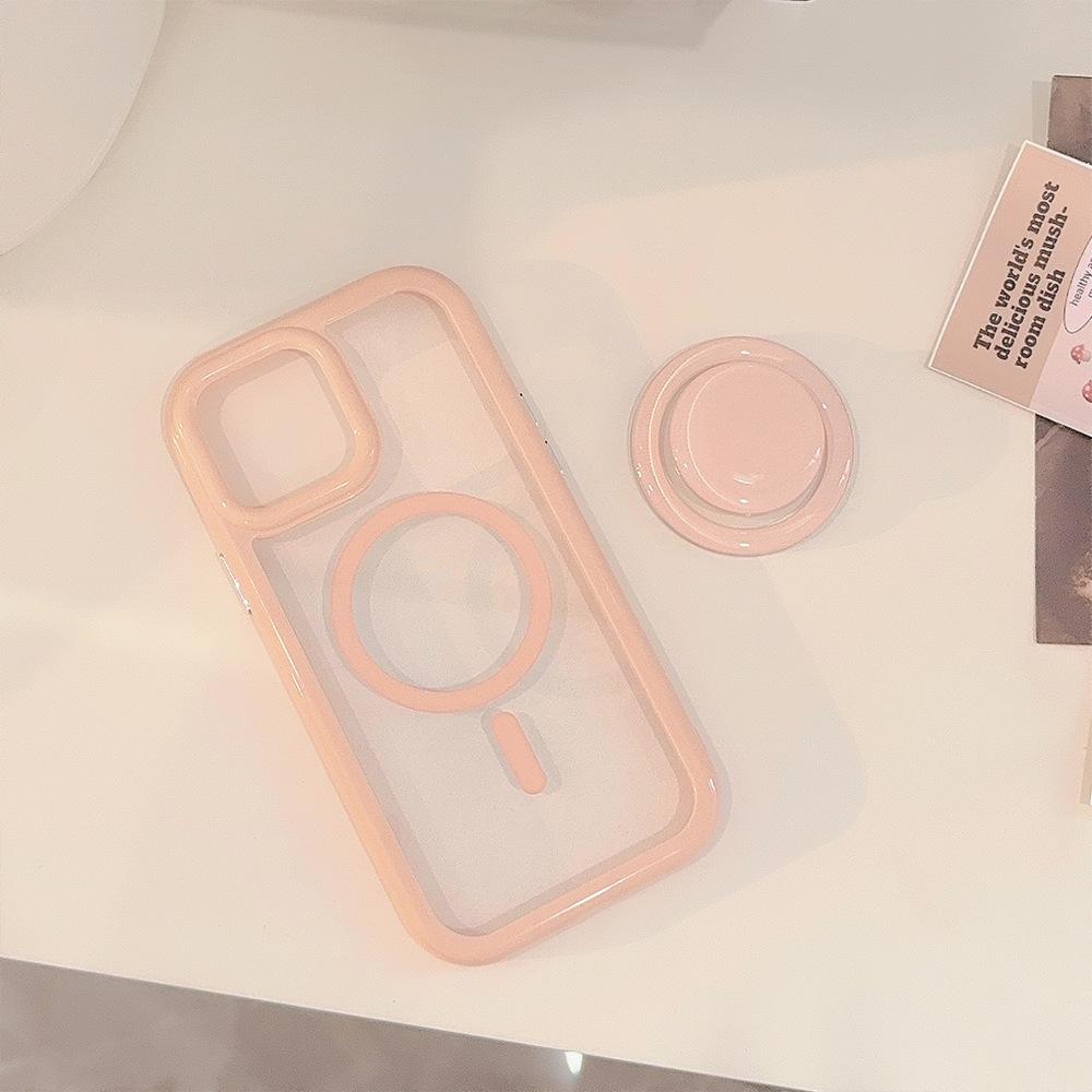 Simple Ins Solid Color Magnetic Bracket Iphone16 IPhone Case 15pro Max Suitable for 14 Acrylic 13