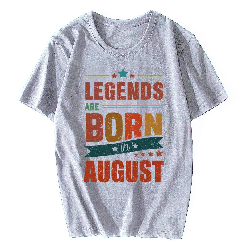 Unisex Cotton Tshirt Legends Are Born In August Tshirt Birthday Gift Clothing Vintage Graphic T Shirt Unisex Tops Fitness Tees