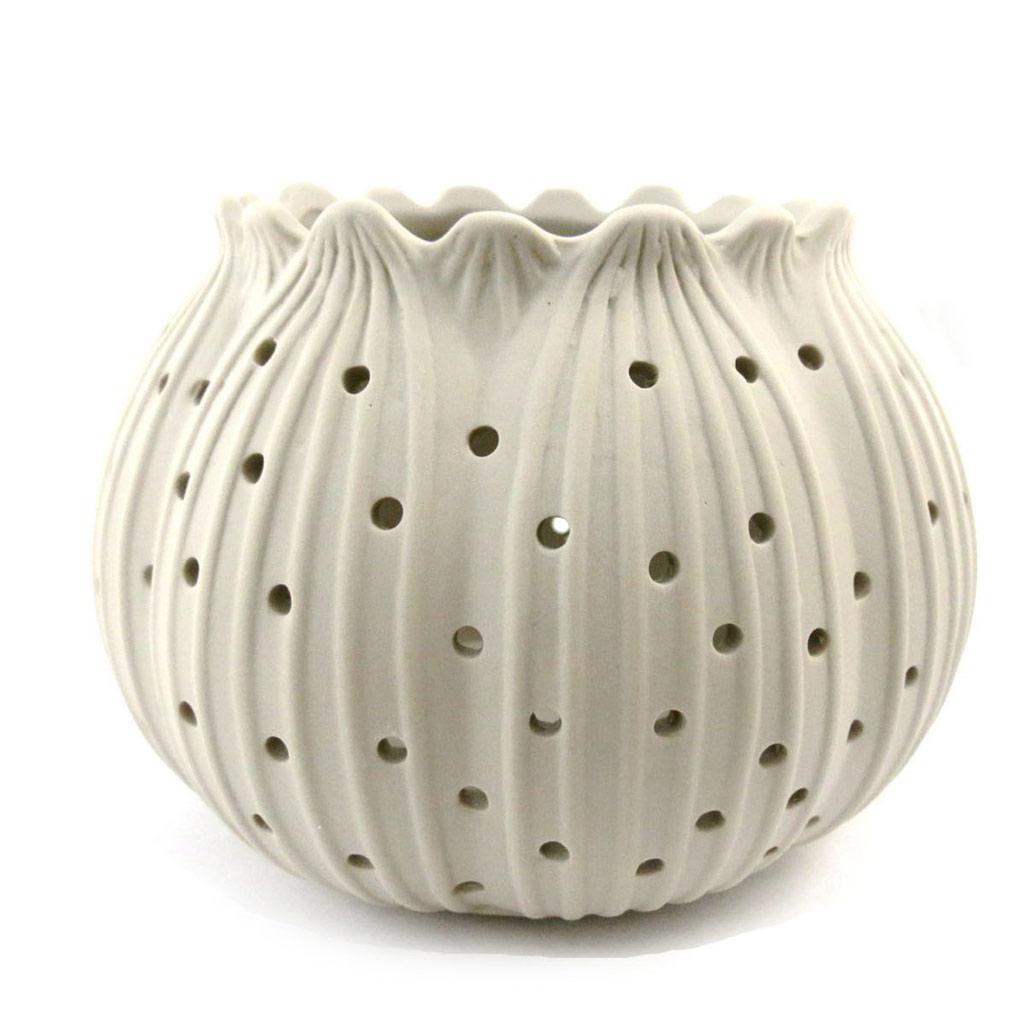 Les Trésors De Lily [J0537] - Beige 'Leaf' Candle Holder