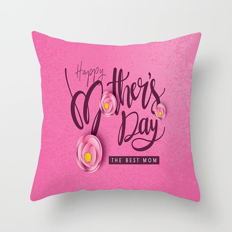 New Mother's Day Text Love Pillow Cover Peach Skin Polyester Print Pillow Cushion Cover
