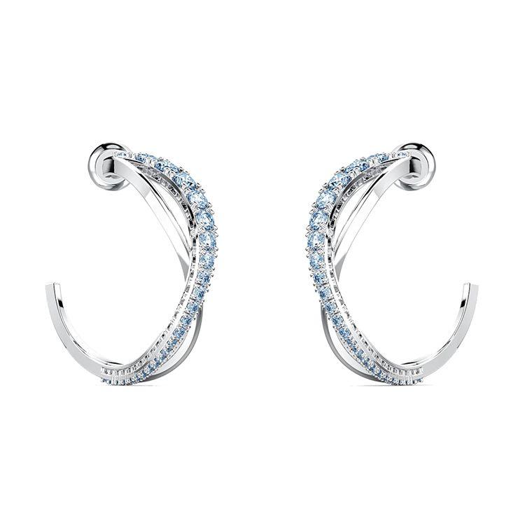 Swarovski Twist Rhodium Plated Pierced Earrings Women earrings Blue 5582807