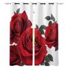 Red Rose Black Vine Spiral Leaves Print Window Curtains Luxury European Curtains for Living Room Balcony Hotel Cafe Drapes