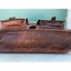 Leather Vintage Messenger Shoulder Men Satchel Laptop Briefcase Bag V Flap