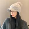 Rabbit Fur Knitted Hat Women's New Autumn and Winter Warm Wool Hat Fleece Ear Protection Hat Hairball Hat