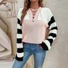 Women's  And Winter Temperament Color Block Striped Pullover Sweater