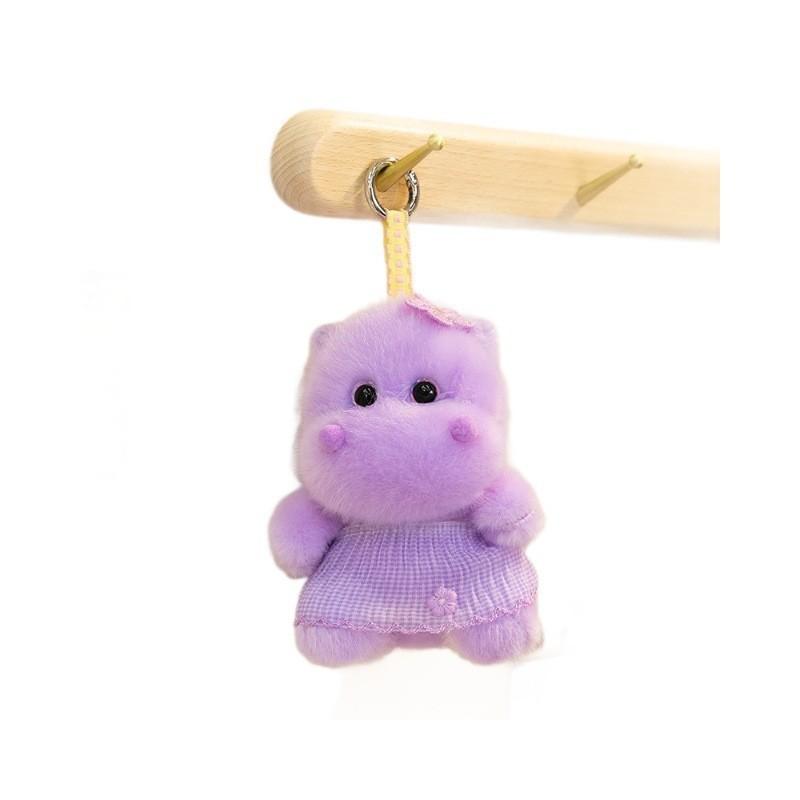 Plush Hippo Animal Soft Toy Desk Companion Bag Charm Gift For Kids