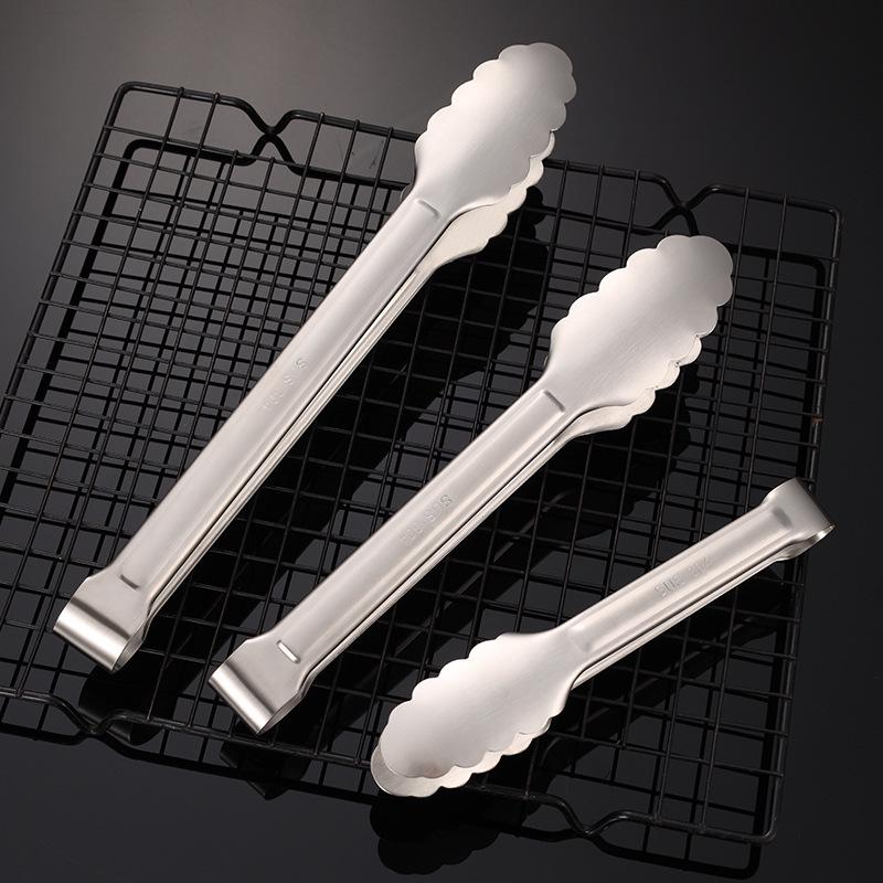 304 Edelstahl Einteilige Sandgestrahlte Lebensmittelzange für Küche, Grill, Steak und Buffet.