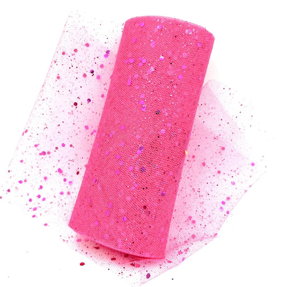 Glitter Tulle Fabric Roll 6 Inch 10 Yards Sequin Sparkling Ribbon Spool Netting for Wedding Tutu Skirt Gift Wrapping Party Decor