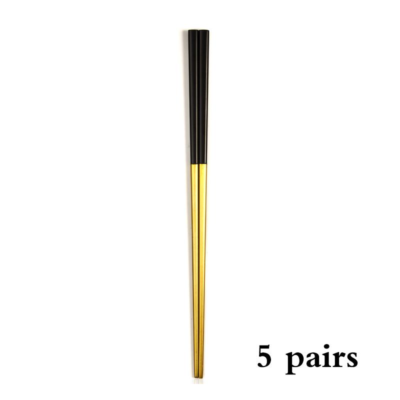 5pairs Wedding Party Chopsticks Durable Non-Slip Korean Chopstick Black Golden Chinese Chop Stick Sushi Dinnerware Japan Cutlery