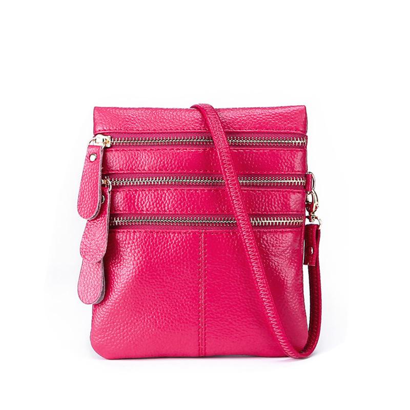 Women's Versatile Genuine Leather Crossbody Coin Purse & Shoulder Bag with Four-Layer Zipper Pockets for 5.5-inch Phones