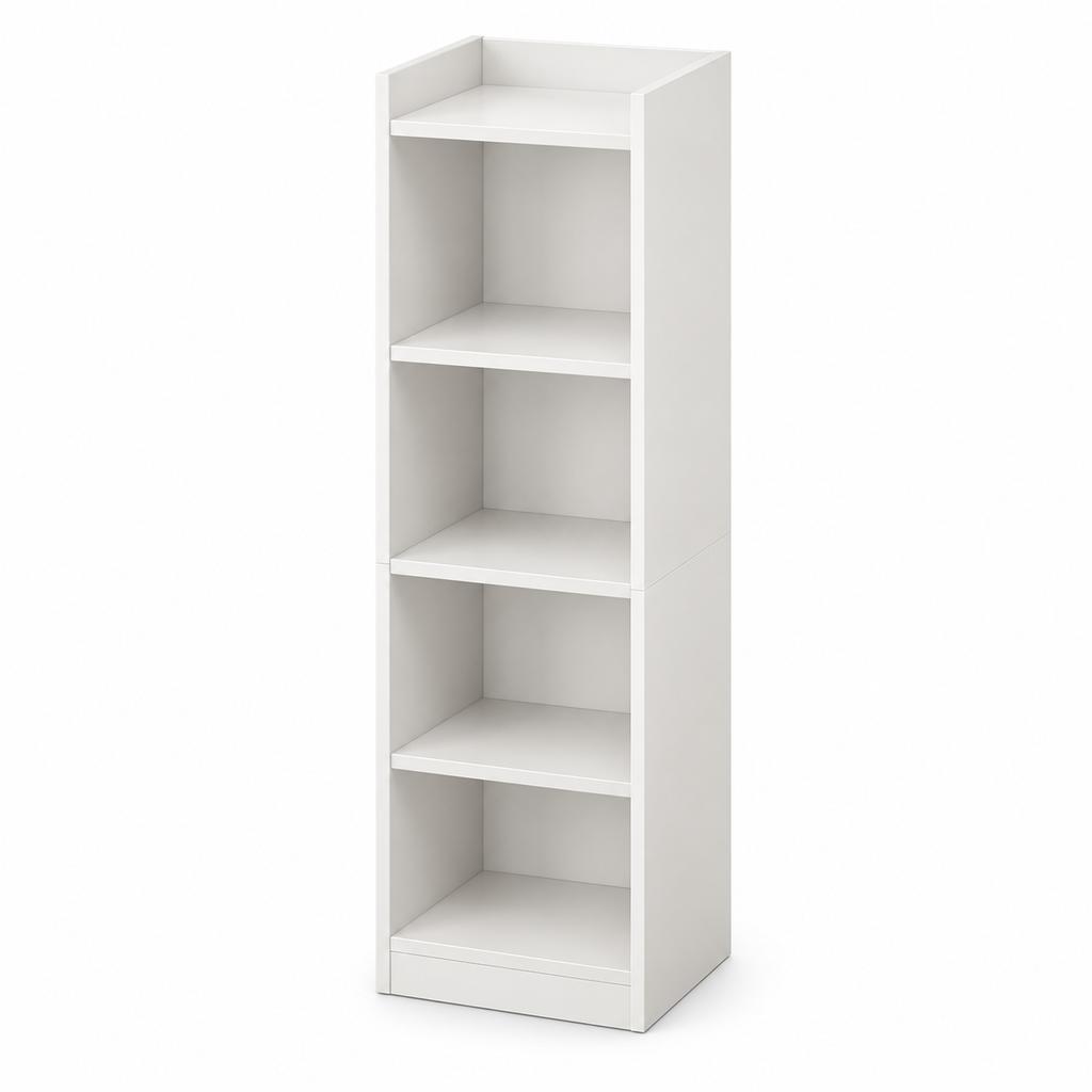 Freestanding Bookshelf Storage Shelf, Warm White, MDF, Full Back Panel, Adjustable Shelves