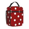 Bestselling Polka Dot Patterns White Over Red Plaid Portable Lunch Bag Cycling Trip Lunch Handbag