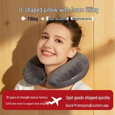 Almohada de Viaje de Espuma Suave con Soporte para el Cuello de Cristal en Forma de U para Durmientes de Lado