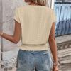 Ladies' Fashionable Round-neck Solid-color Short-sleeved Shirt With Cutout For Summer
