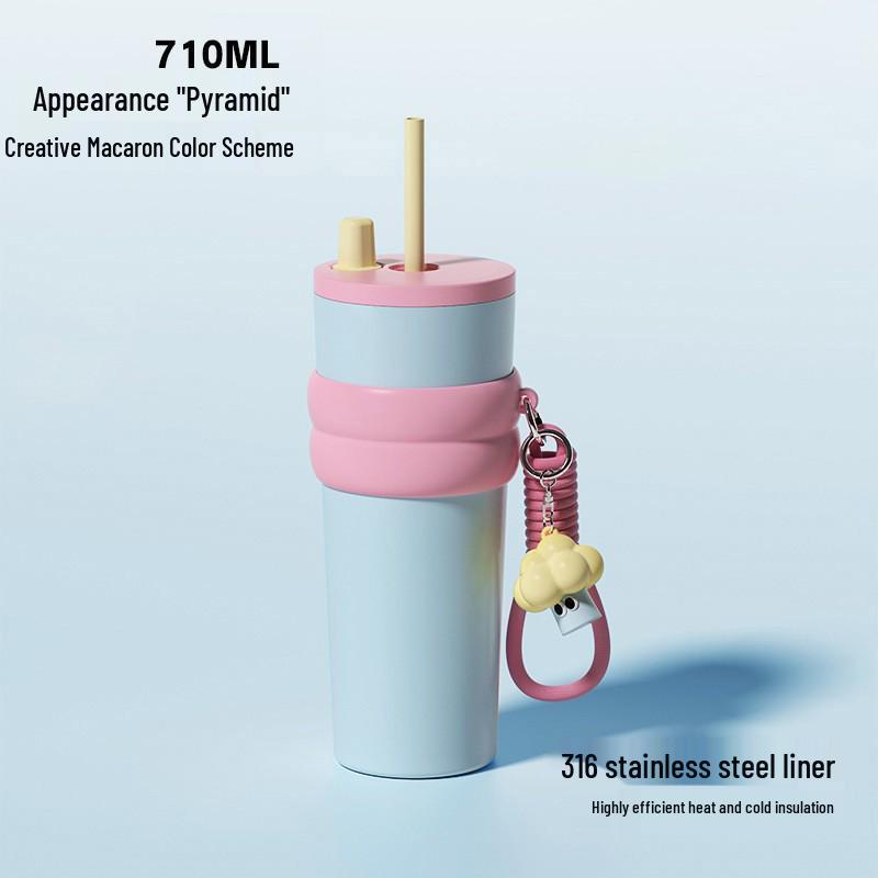 

Ceramic Insulated Large-Capacity Straw Cup with Handle for Car 710ml