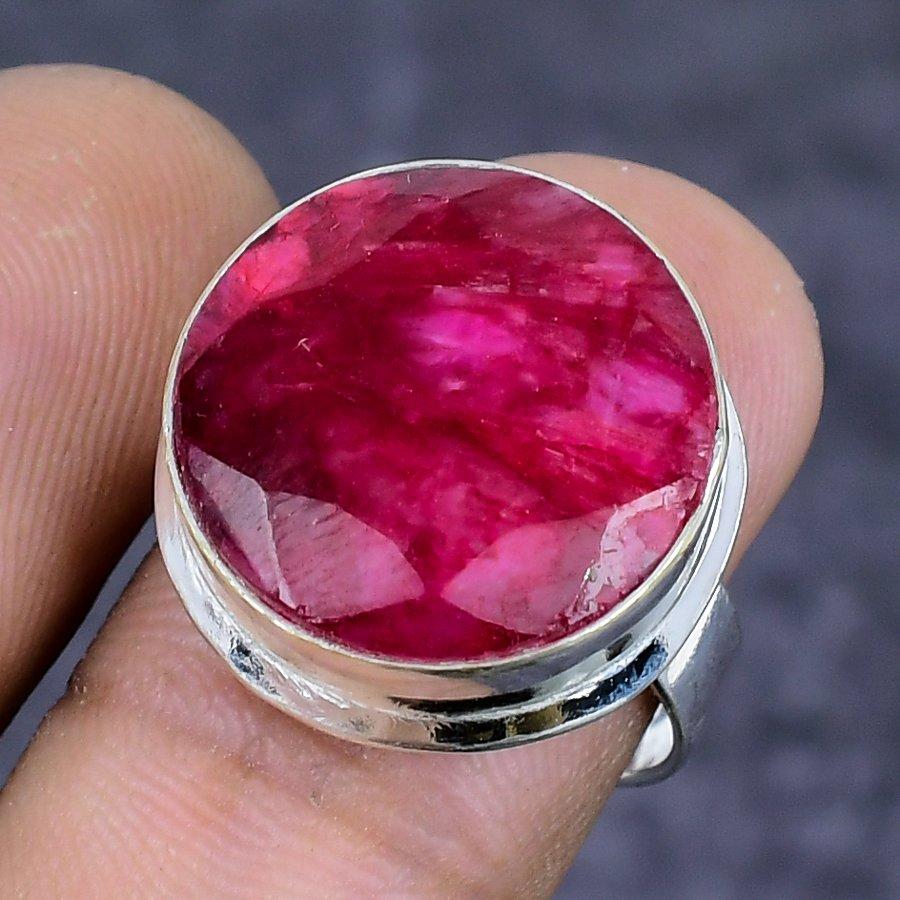 Kashmir Red Ruby(Simulated) Gemstone 925 Sterling Silver Jewelry Ring Size 6 ETC-13819