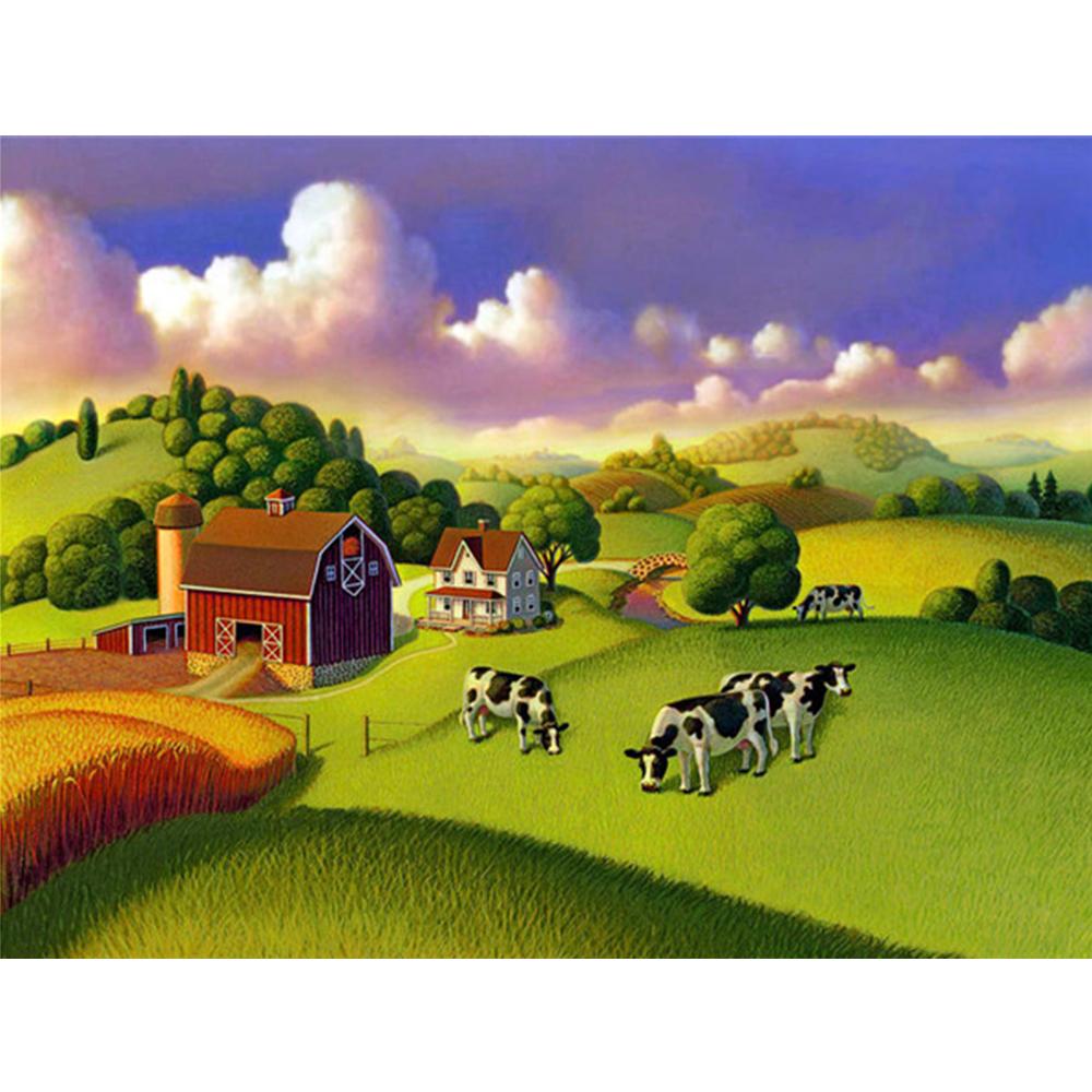 Diamant-Stickerei, Garten, voller quadratischer Bohrer, Kreuzstich, Diamant-Malerei, Landschaft, Vogel, Bild von Strass-Wandkunst