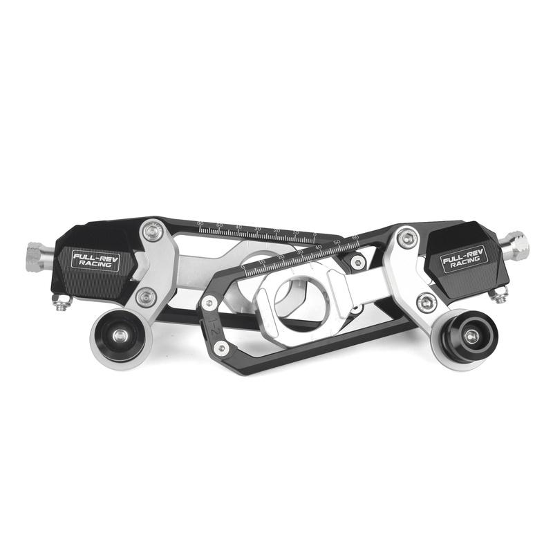 Motorcycle Chain Tensioner Adjuster with Swingarm Spools for YAMAHA R1 YZF-R1 2007-2014 Black&Silver