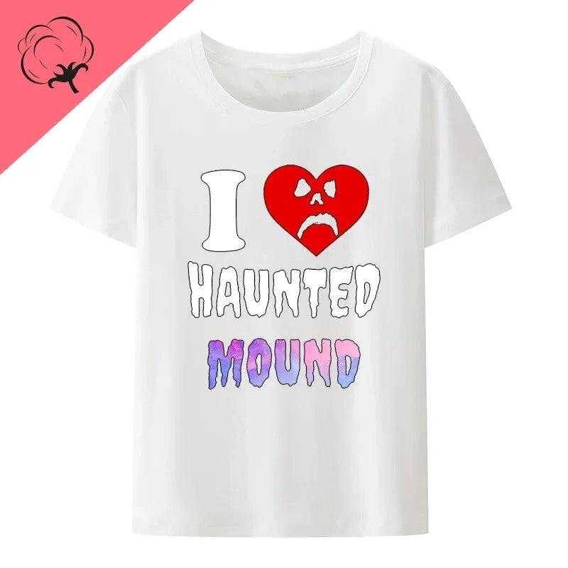 Bavlněné tričko Sematary I Love Haunted Mound Populární trend Tvar srdce Unisex Krátký rukáv Grafika Halloween Neformální trička
