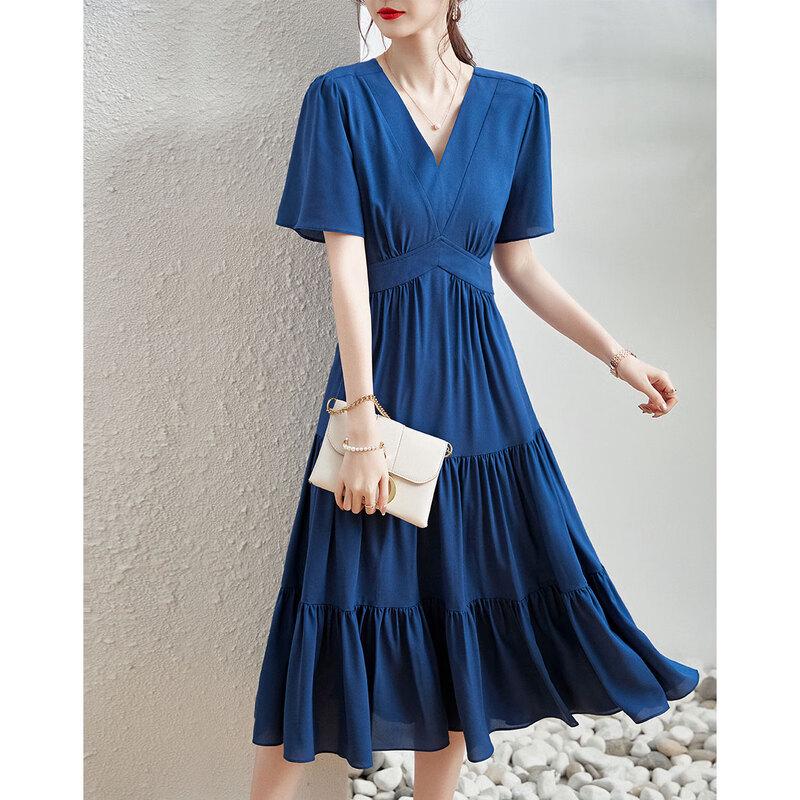 Demana V-Neck A-Line Short Sleeve Ruched Dress