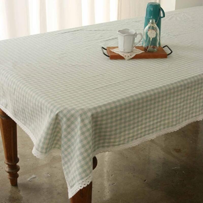 Gingham Check Torsion Tablecloth (Rectangular 4-seater) gray