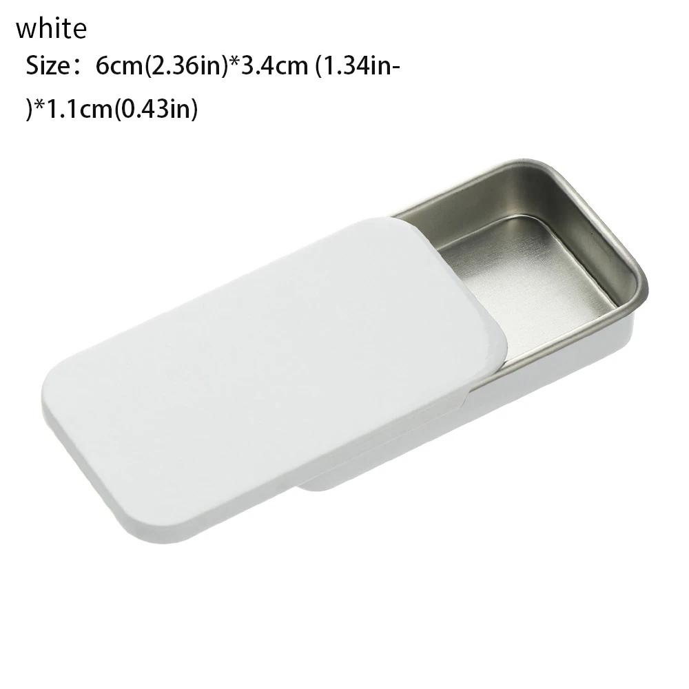 1 Stück Metall Rechteckig Leer Mini Blechdose Weißblech Schieben Süßigkeiten Pillendosen Behälter Glas mit Scharnier Kleine Organizer Aufbewahrungsbox