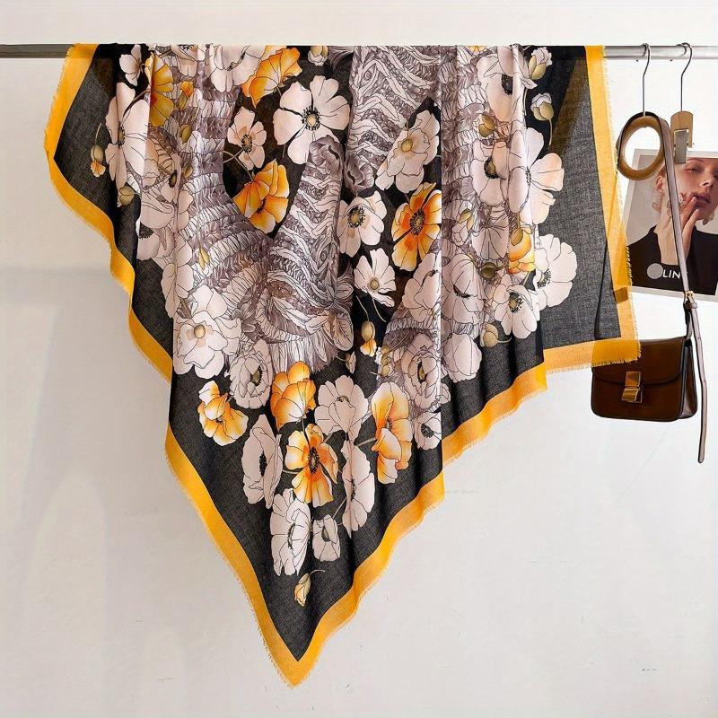 Spring and Summer Thin Imitation Cotton and Linen Shawl, Travel Photo, Color Printed Scarf, Air-conditioned Room Large Square Scarf
