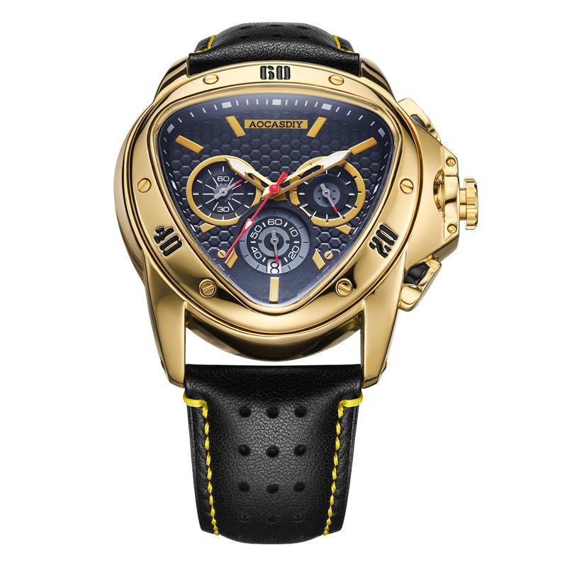 Men s watch trend new concept triangular snakehead multi-functional quartz watch waterproof silicone tape men s watch