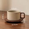 Vintage Wooden Handle Ceramic Coffee Cup with Saucer 250 Ml Large Capacity Tea Cup Modern Afternoon Tea Dessert Coffee Cup Mug