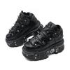 Gothic Ankle Rock Boots  Woman Metal Decor Platform Sneakers New Punk Style Women Shoes Lace up Shoes Comfortable Fashionable Daily Wear Footwear for