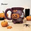 Einzigartige Büro-Kaffeetasse Halloween Hexe Kessel Tasse, 360ml Geist Kürbis Spinnennetz Muster Feiertagsgeschenk für Enthusiasten Keramiktasse, Gruselig