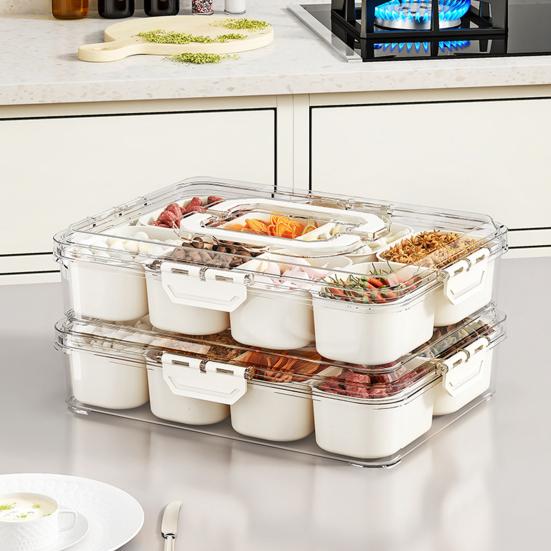 Snack Box Stackable Meal Prep Container with Lids Clear Plastic Food Storage Box Compact Meal Prep Box Kitchen Storage Container