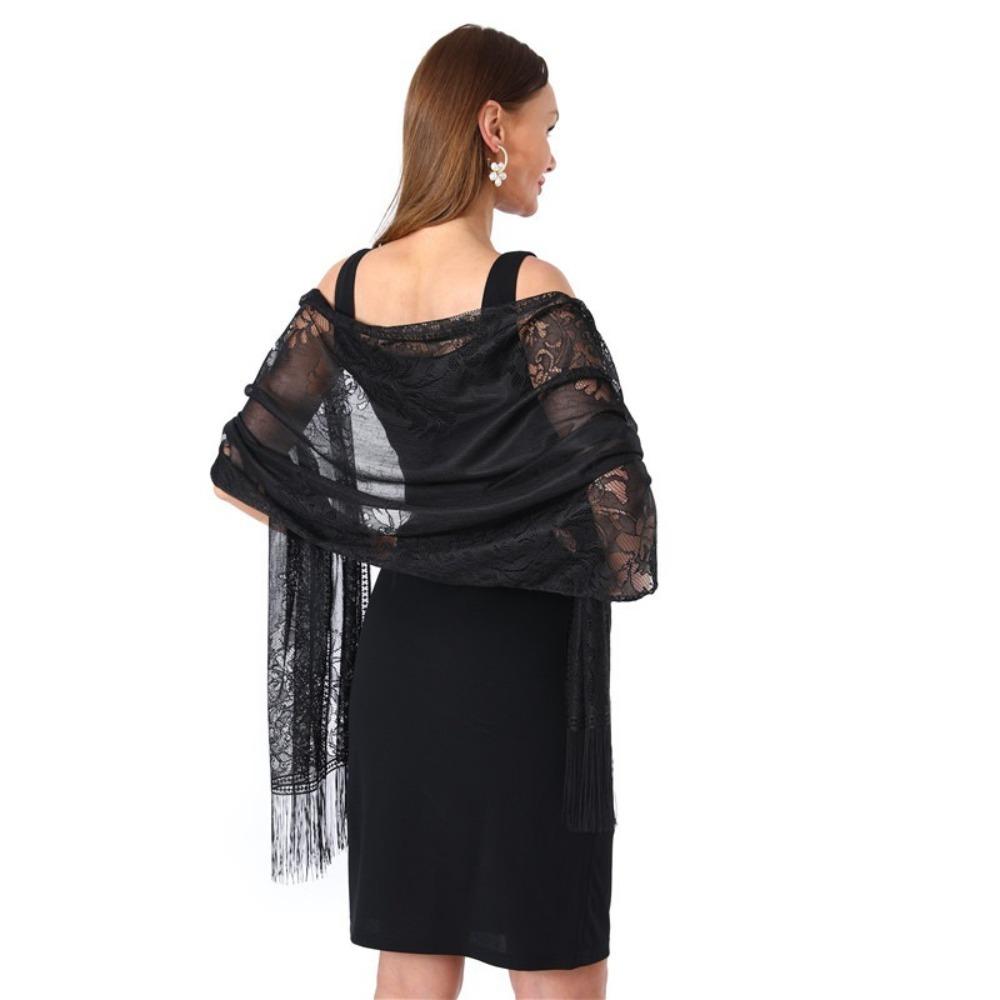 Solid Color Lace Shawl Hollow Tulle Shawl Wedding Accessories Fashion Scarf Cosplay