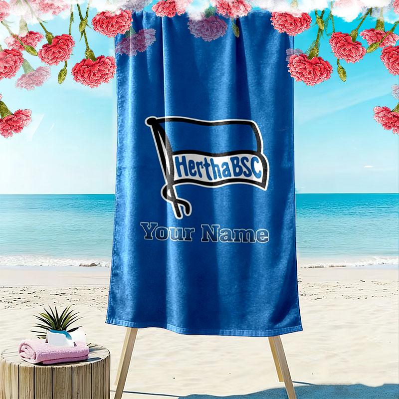 Hertha BSC Custom Name Print Beach Towel, Large Soft Quick Dry Towel for Beach Camping Swimming