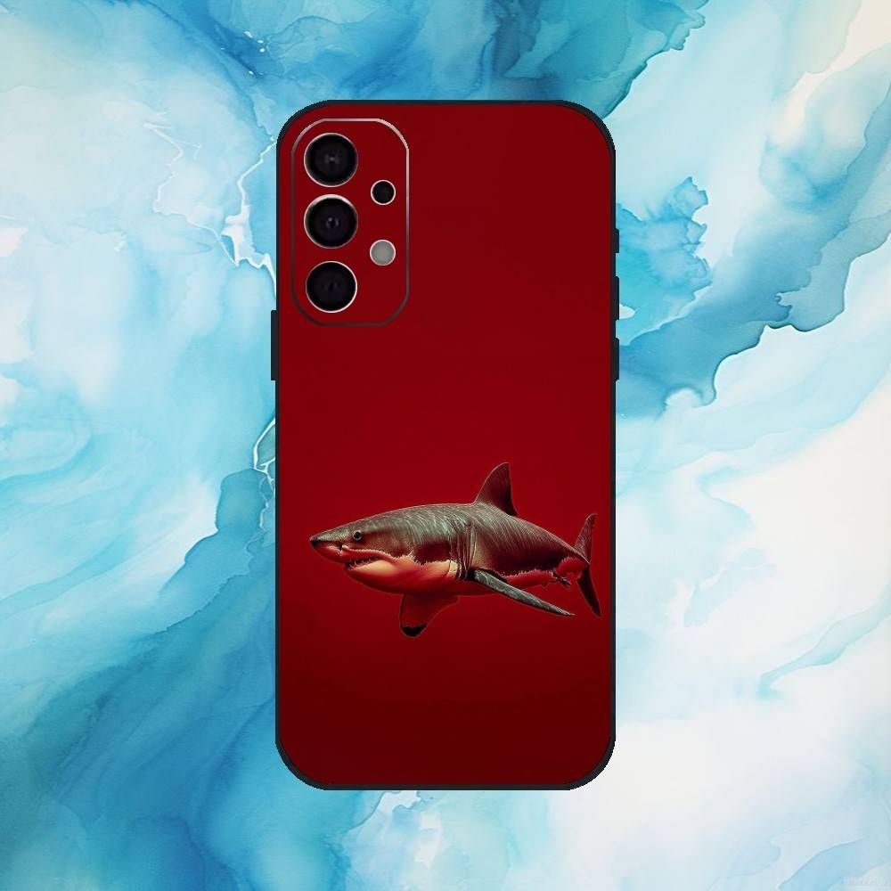 Fierce S-Shark Phone Case For Samsung S25,24,23,22,30,21,10,9,Ultra,Plus,Lite,FE,4,5 G Soft Black Case