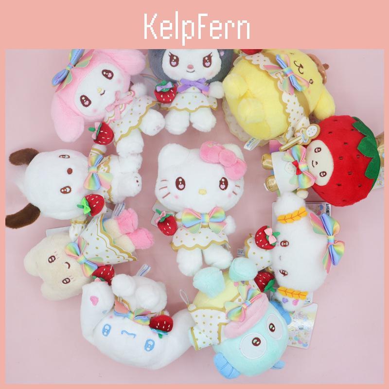 Sanrio Strawberry News Kuromi Plush Toy Bag Charm With Soft Short Pile For Kids
