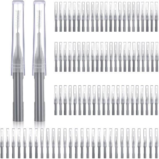 Patelai 100 Pieces Braces Brush for Cleaner Interdental Brush Toothpick Dental Flossing Head Oral Hygiene Flosser Tooth Cleaning Tool (Light Blue,