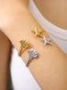 Summer Beach Series Fashion Personality Cute Bohemian Style Stainless Steel Plated 18K Gold Starfish, Shell Bracelet Female