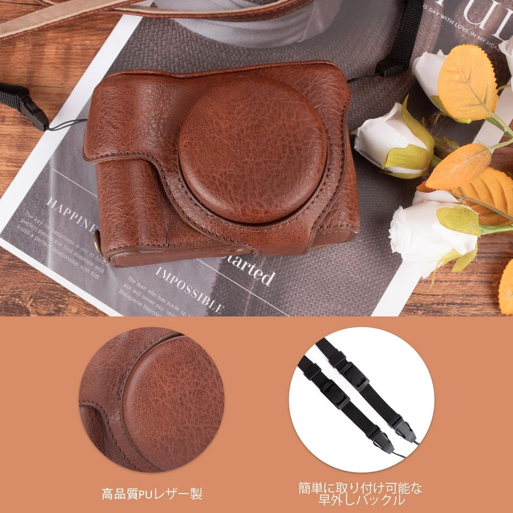 kinokoo Canon V1 Case for Canon Powershot V1 Vlogging PU Leather Dermatoglyph Protective Cover for Canon Detachable Carry Case with Adjustable