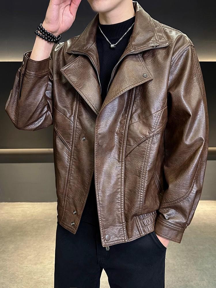 Men's Two-Piece Style Thickened PU Leather Jacket - Warm & Cool Winter Motorcycle Outerwear 2025