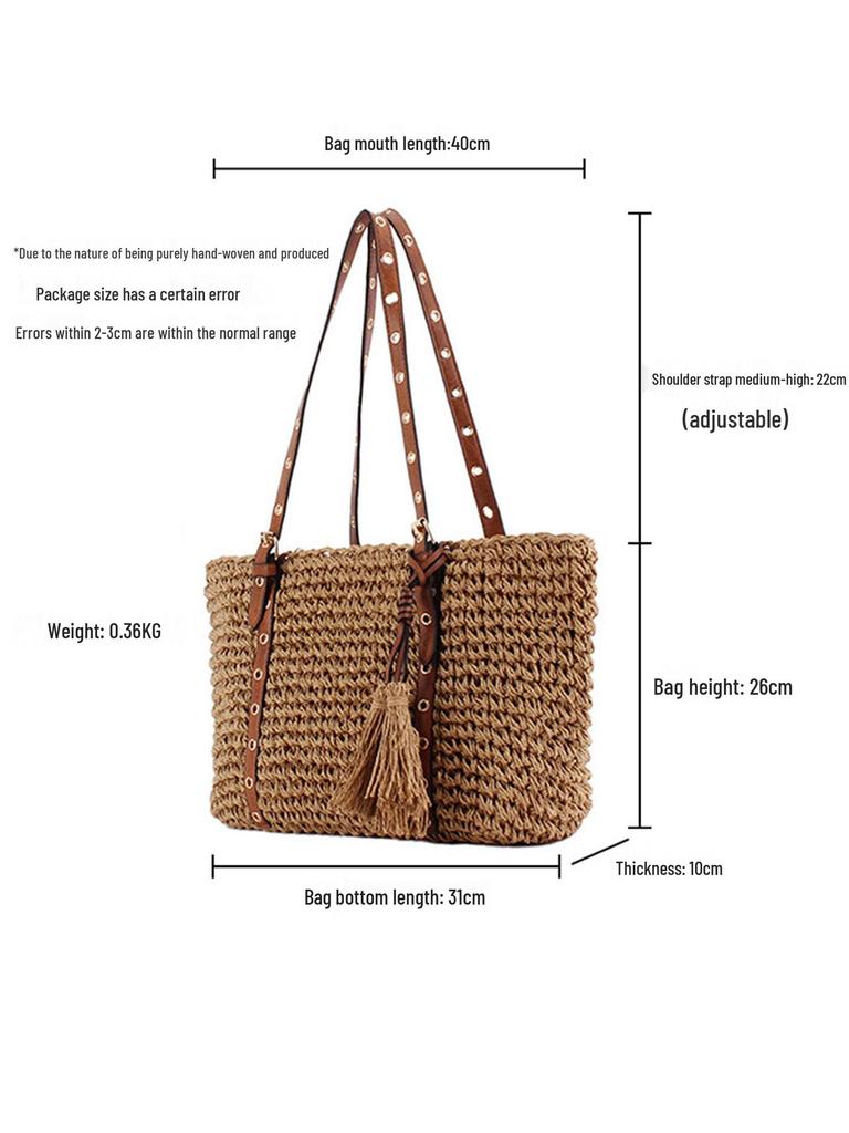 Phoenix Eye Single Shoulder Woven Crochet Tassel Beach Bag for Women