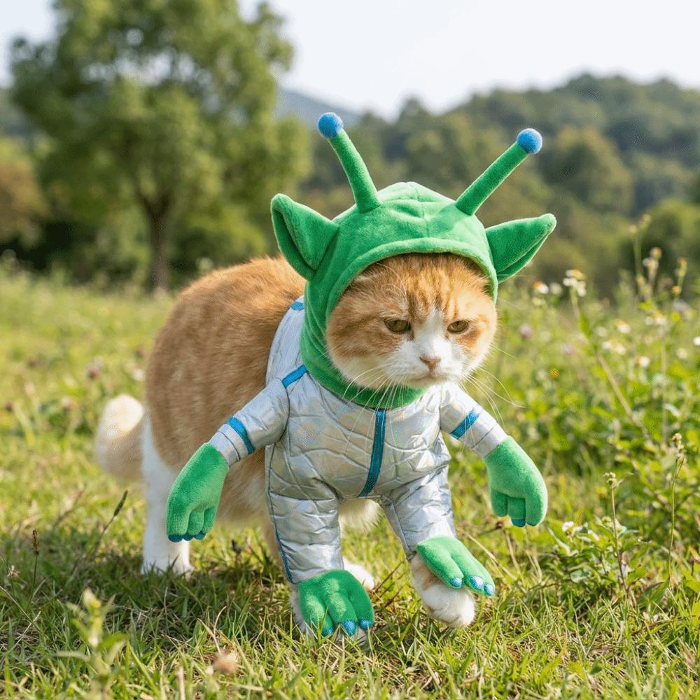 Plush Hands and Feet Pet Alien Transformation Outfit Colorful Laser Dog Cosplay Clothes Parade