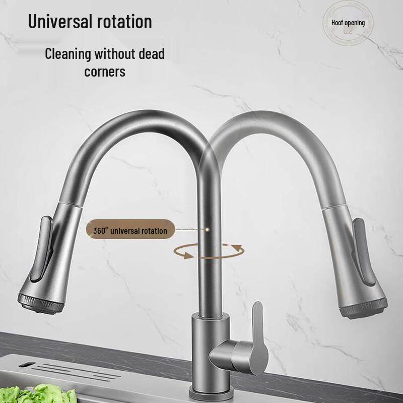Tai Ju Fu Gunmetal Grey Pull-Out Kitchen Faucet