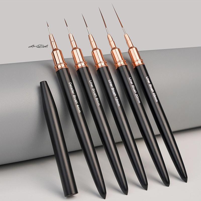 5Pcs/Set Professional Nail Art Liner Brushes Gel Striping Painting Design for Nails in Sizes 7/9/11/15/20mm