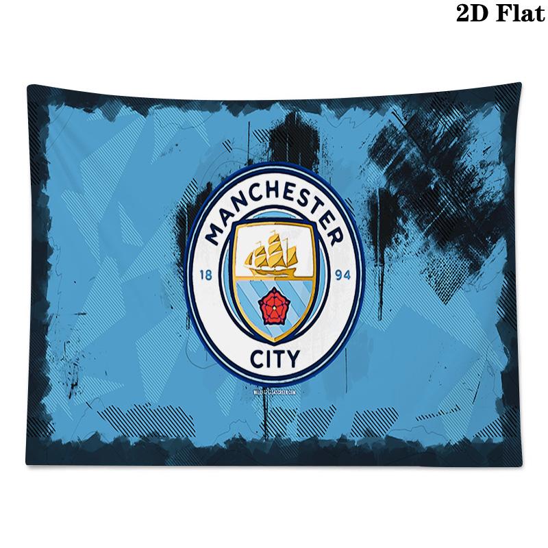 Manchester City FC Logo Wall Tapestry Aesthetic Wall Hanging Printed Fabric Blanket Decorative Tapestries for Bedroom Living Room Home Decor